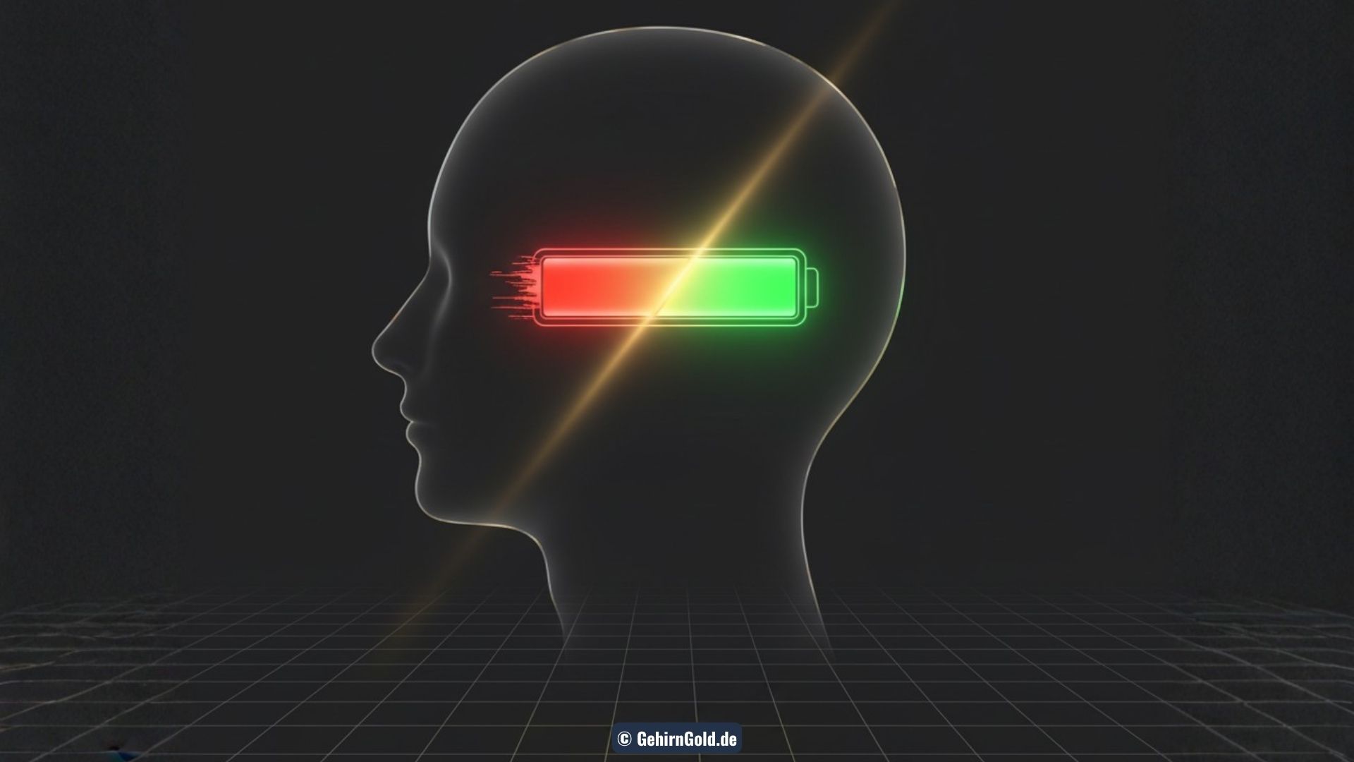 Ein Kopf, dargestellt als eine durchgebrannte Glühbirne, symbolisiert mentale Erschöpfung und 'Decision Fatigue'.
