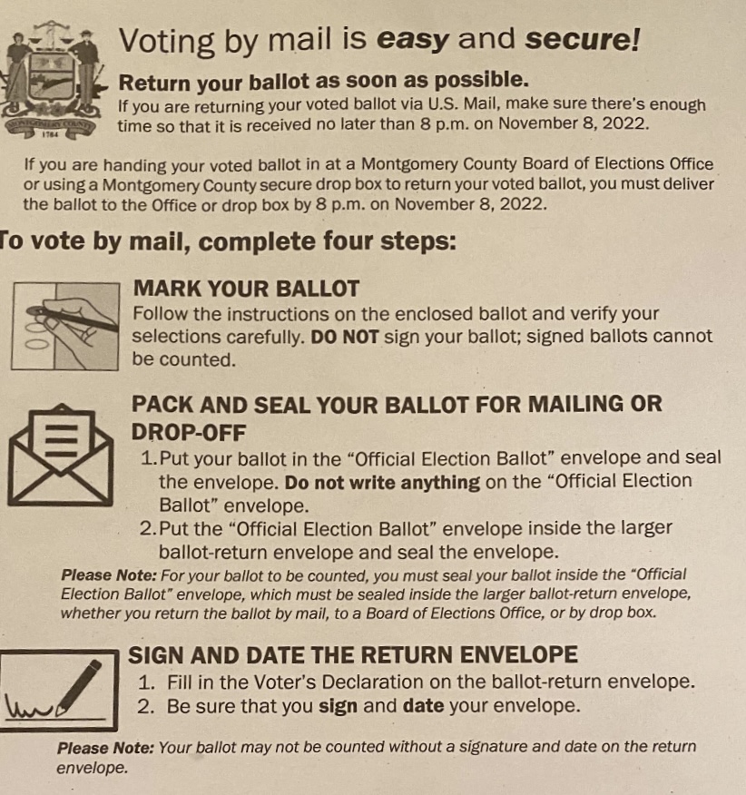 A list of steps and requirements for voting by mail in Pennsylvania's election.