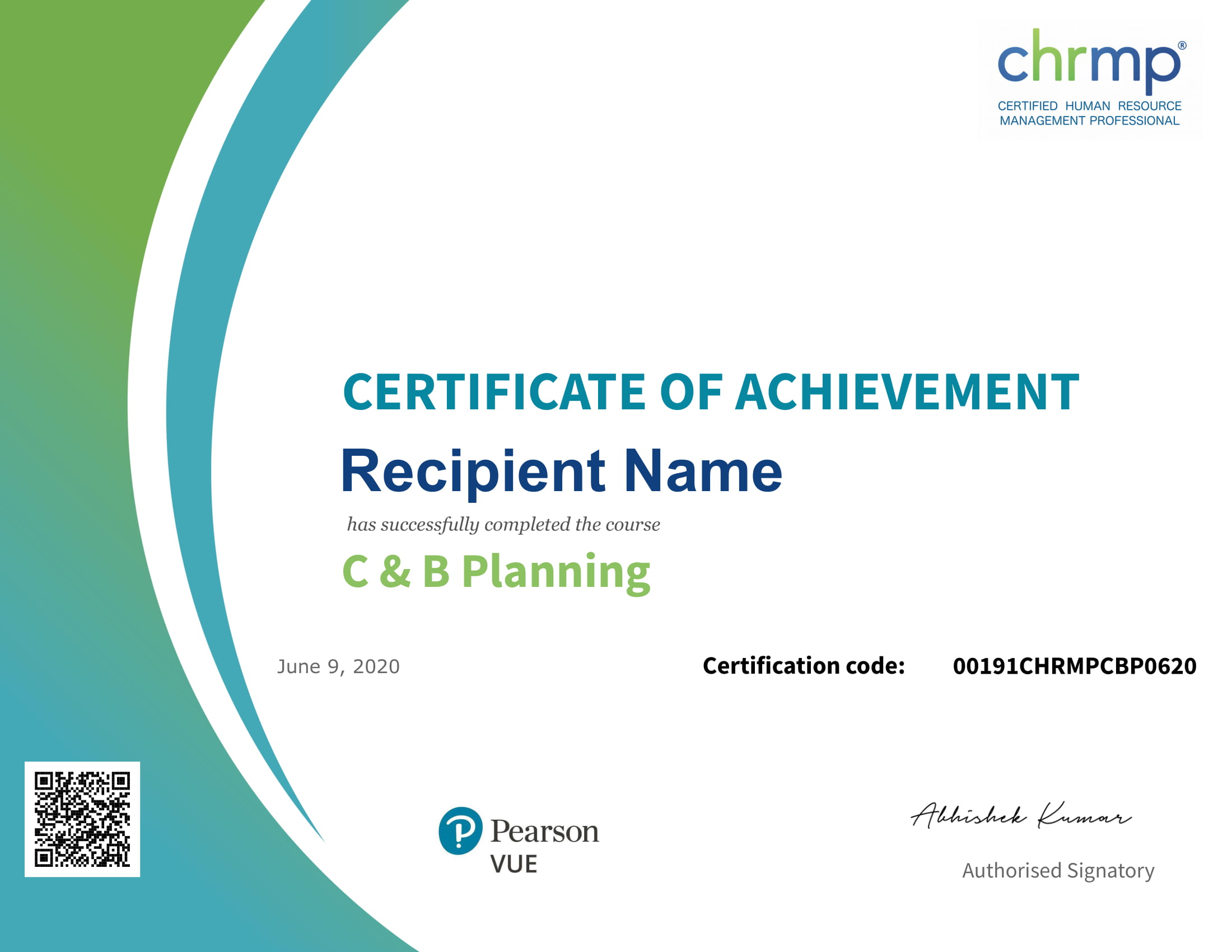 C&B Planning Certificate