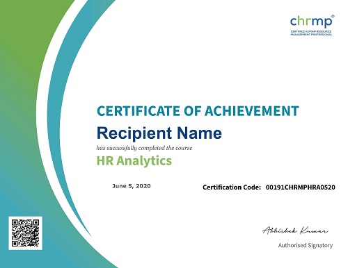 HR Analytics Sample Certificate