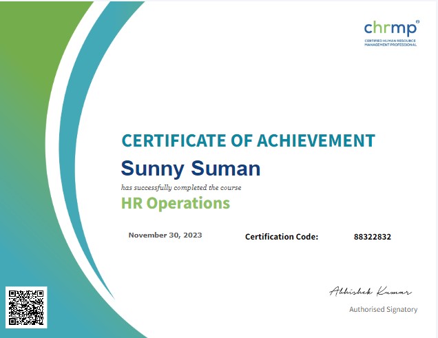 HR Operations Certificate