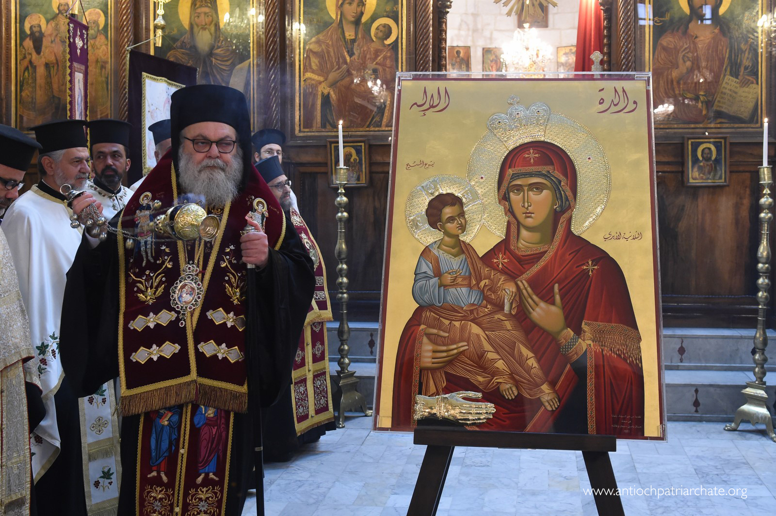Η ενθρόνιση της εικόνα της Παναγίας Τριχερούσας στον Ι. Ναό του Αγ. Ιωάννη του Δαμασκηνού στην Δαμασκό