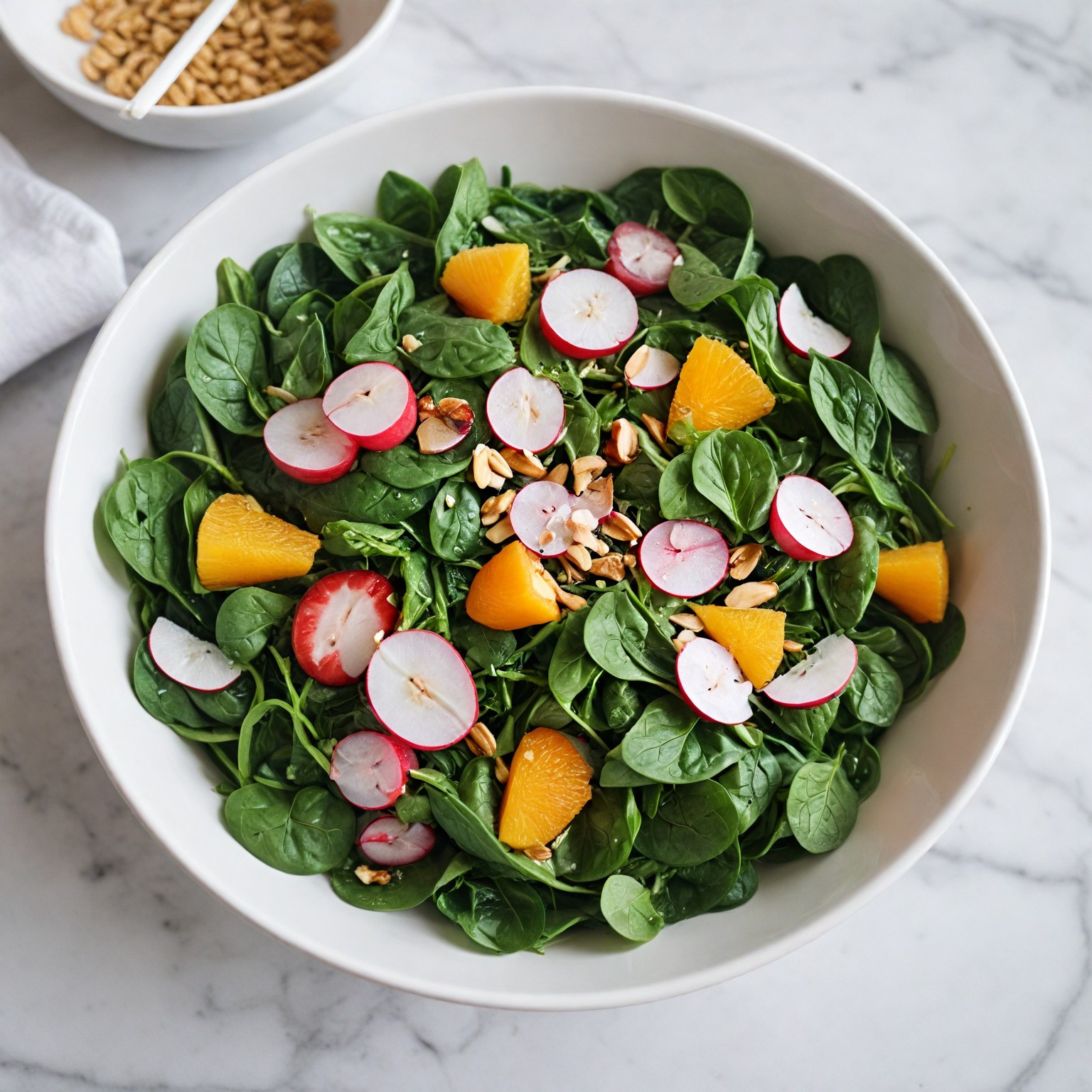 ekklisiasnea-Mandarin, spinach and almond salad
