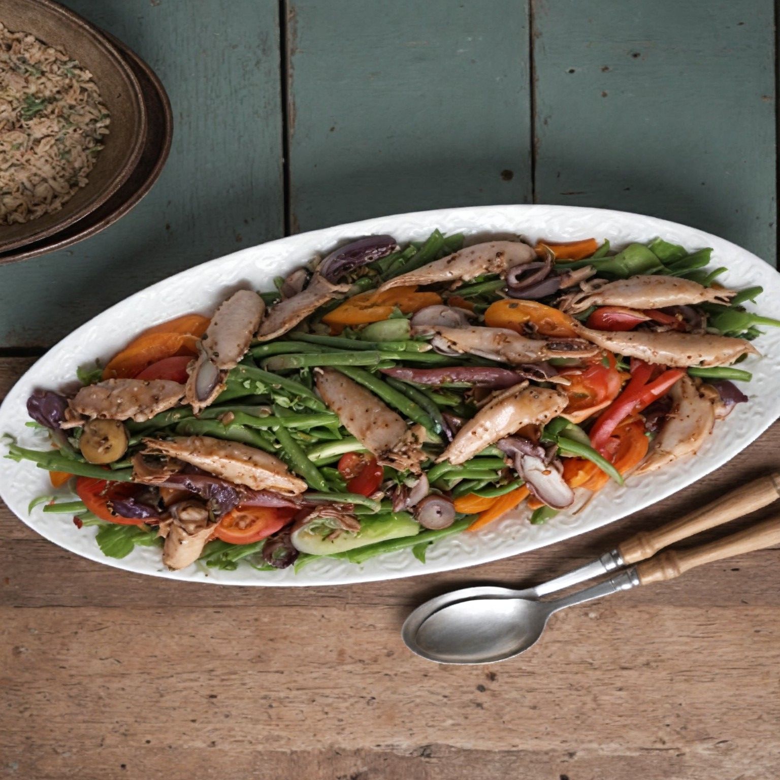 ekklisiasnea-Salad with green beans and squid