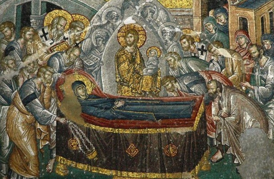 ginaῖka-se-thnitin-ἀll᾿-ὑperfiῶs “Γυναῖκά σε θνητήν, ἀλλ᾿ ὑπερφυῶς καὶ Μητέρα, Θεοῦ εἰδότες πανάμωμε…”