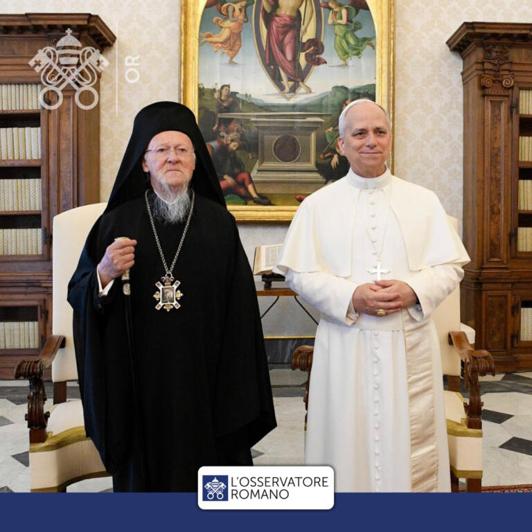 H-sinantisi-ikoumenikou-patriarchou-me H συνάντηση Οικουμενικού Πατριάρχου με τον Πάπα Λέοντα ΙΔ´κατά το Οικουμενικό Πατριαρχείο