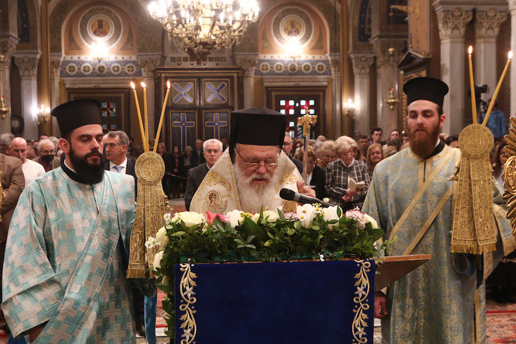 Η Ακολουθία του Ακαθίστου Ύμνου στον Μητροπολιτικό Ναό Αθηνών- Την Δ´ Στάση είπε ο Μακ. Αρχιεπίσκοπος