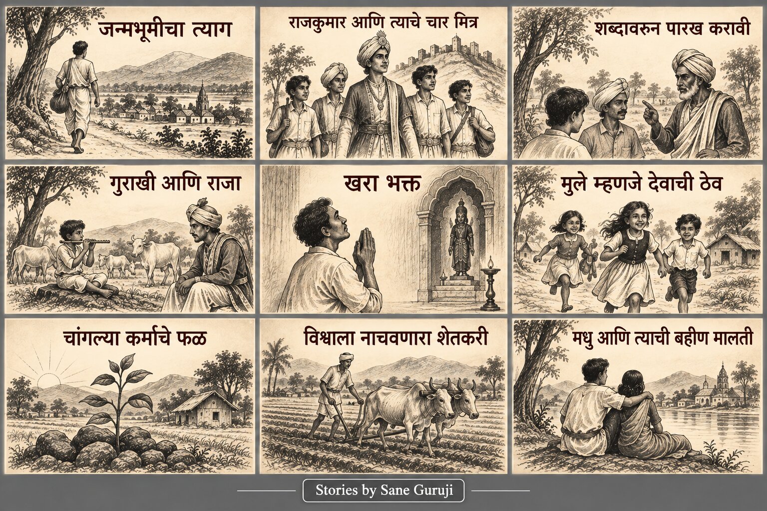 Banner- showing Marathi stories by Sane Guruji