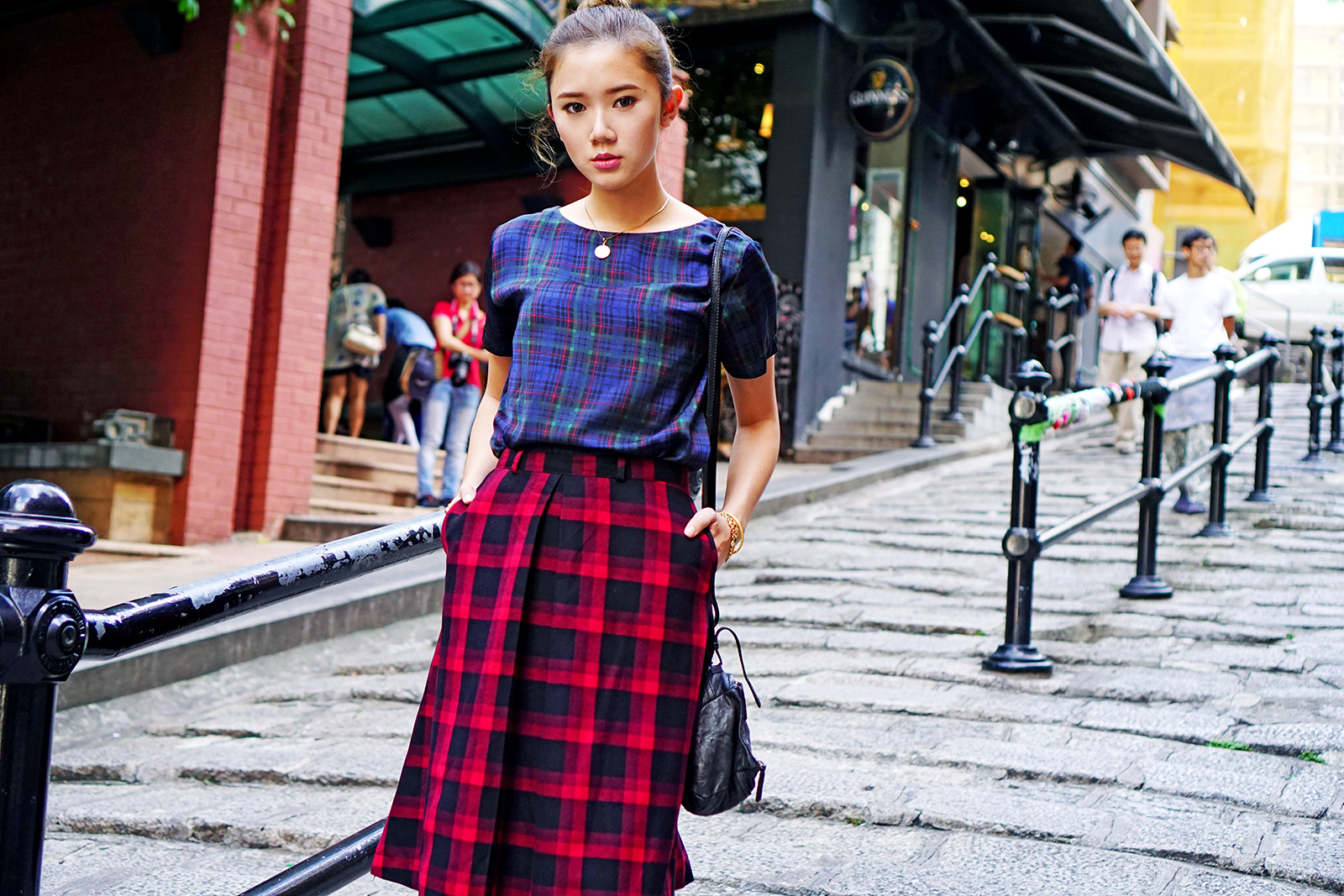 Plaid On Plaid Fashion at Hong Kong By Camille Co