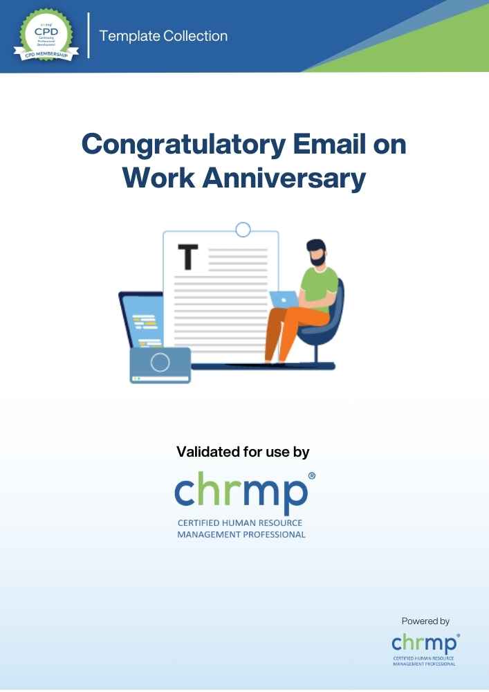 Congratulatory Email on Work Anniversary
