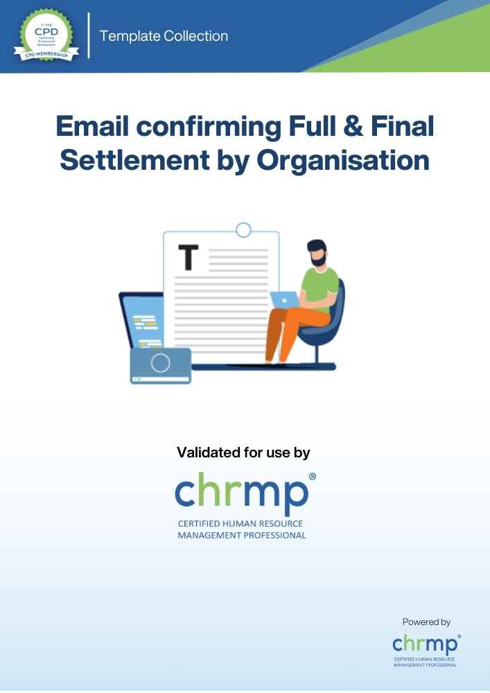 Email confirming Full & Final Settlement by Organisation