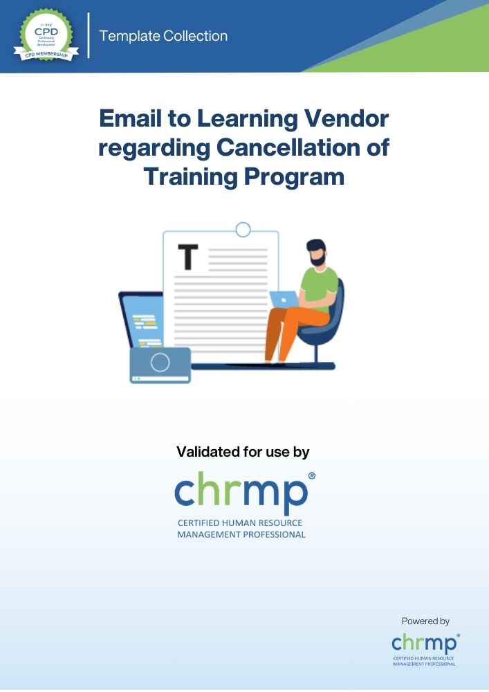 Email to Learning Vendor regarding Cancellation of Training Program