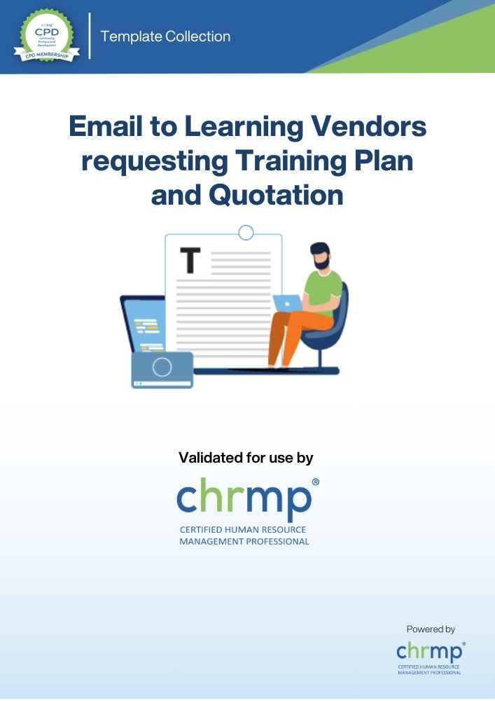 Email to Learning Vendors requesting Training Plan and Quotation