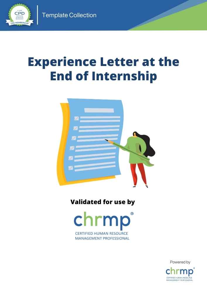 Experience letter at the end of internship