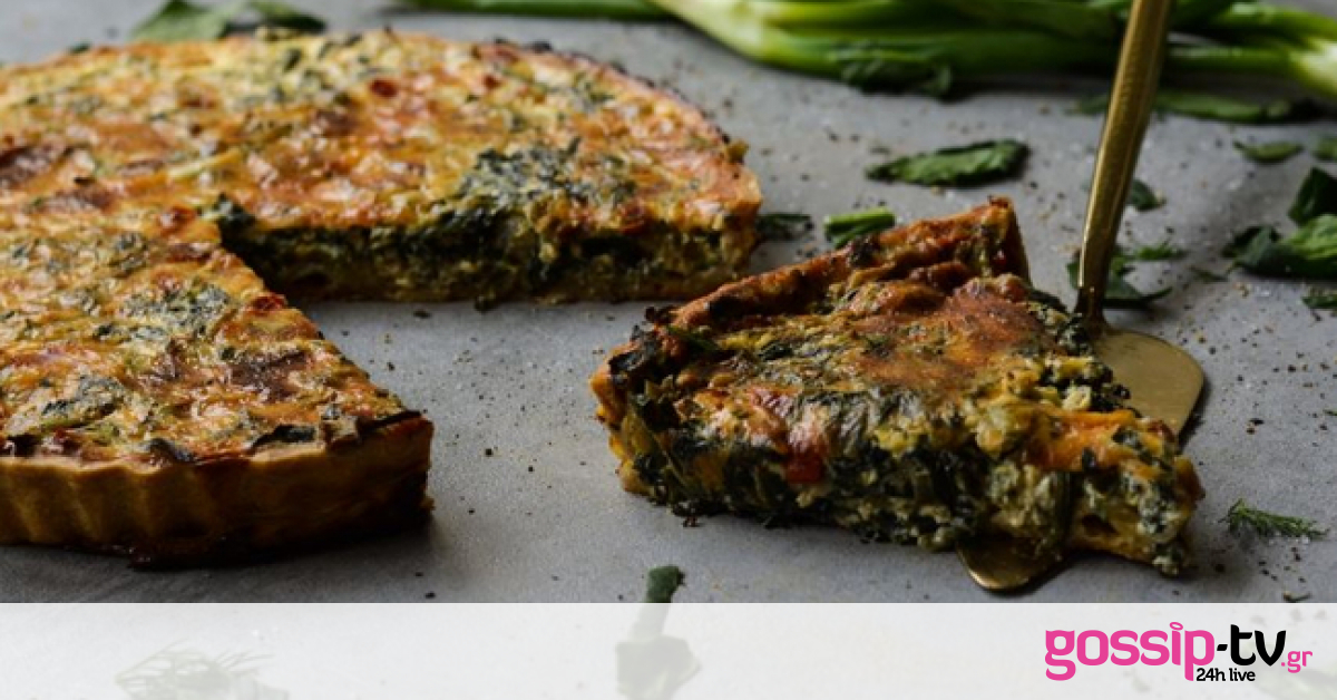 Quiche με σπανάκι και ψητές πιπεριές