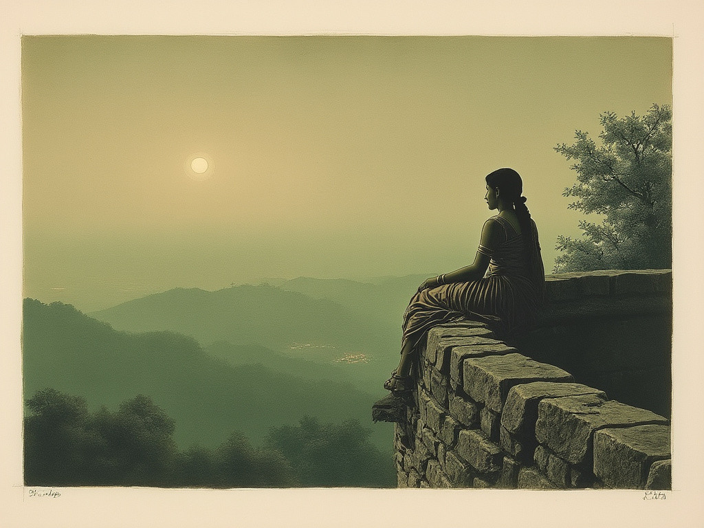 Hirkani Baai standing at Raigad Fort. AI generated image