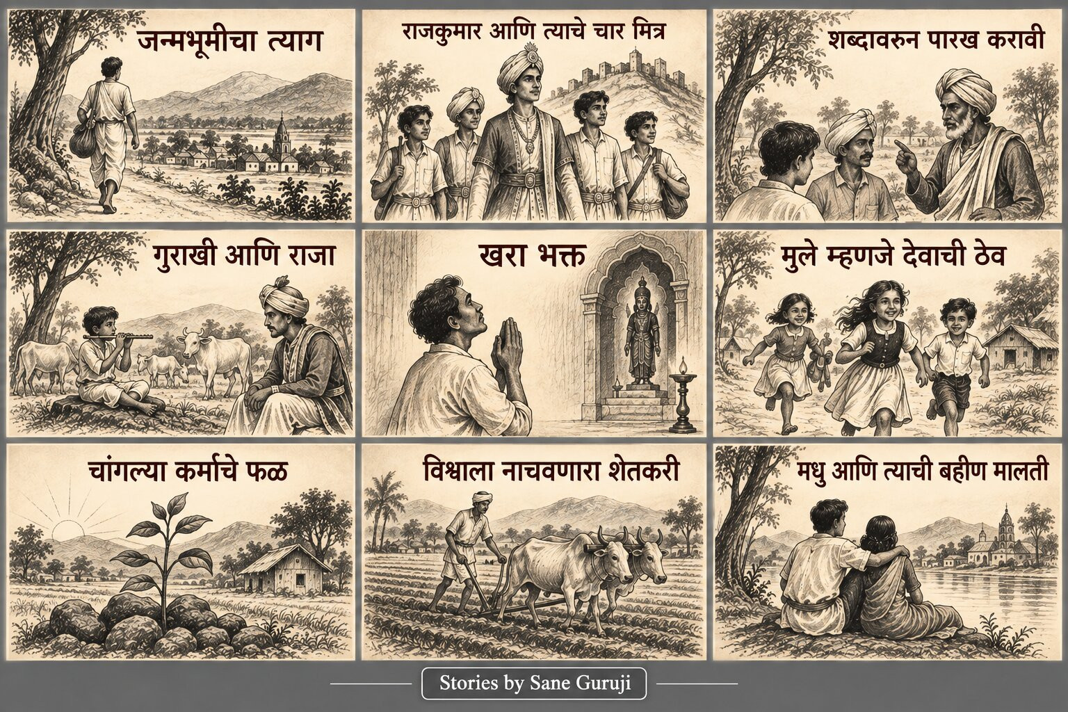 Banner- showing Marathi stories by Sane Guruji