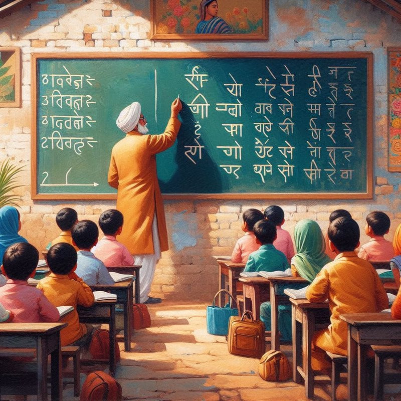 Children learning the characters of a language . Blog post on International Mother language Day by gaathastory.