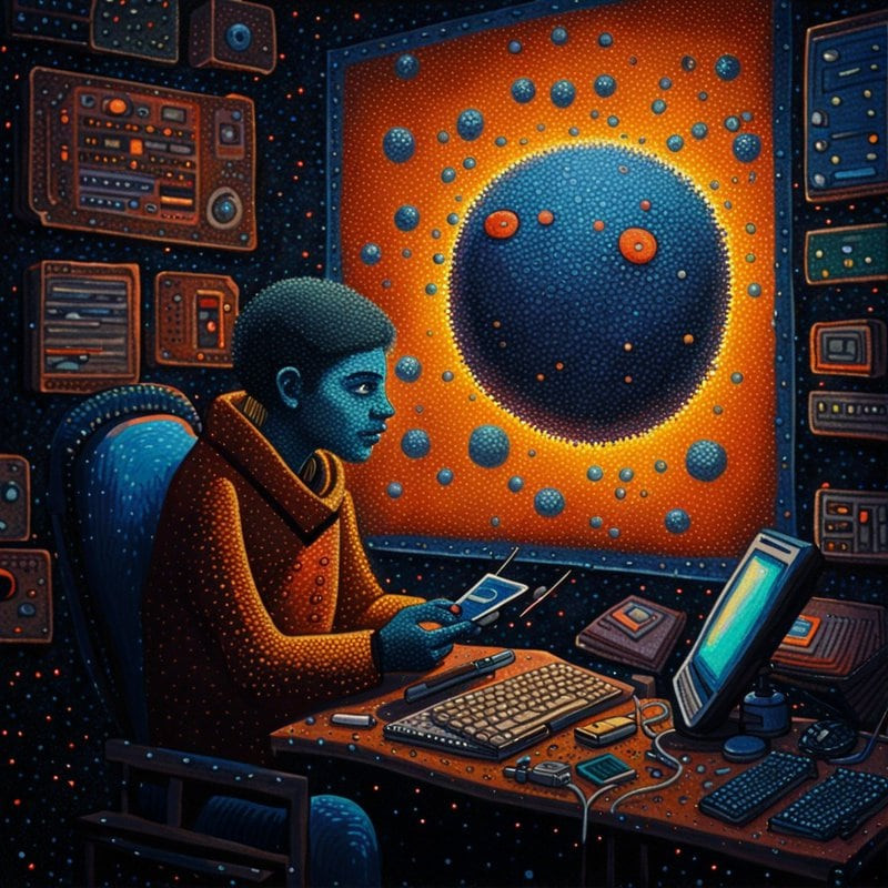 Representative image of a computer hacker. AI generated image, blog by gaathastory