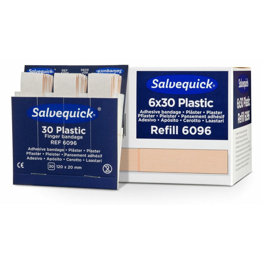 Salvequick navulling plastic vingerpleister (6 x 30 stuks)