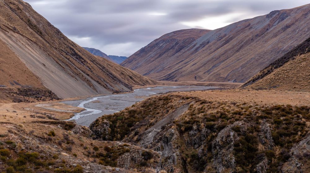 Ashburton River South Branch, downstream of Taylors Stream confluence ...