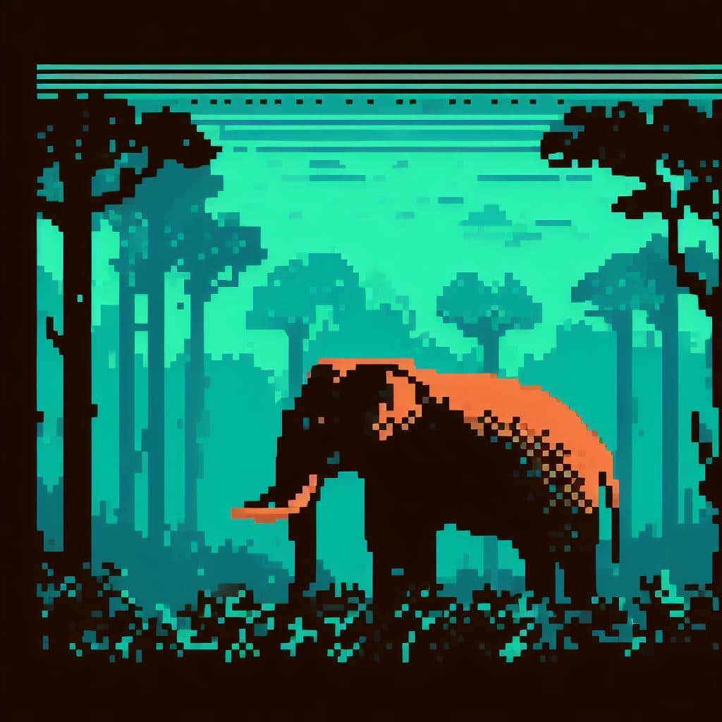 Image of an elephant in pixel form, Stories for World Elephant Day by gaathastory