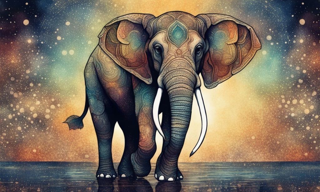 Image of a highly decorated Asian Elephant. 