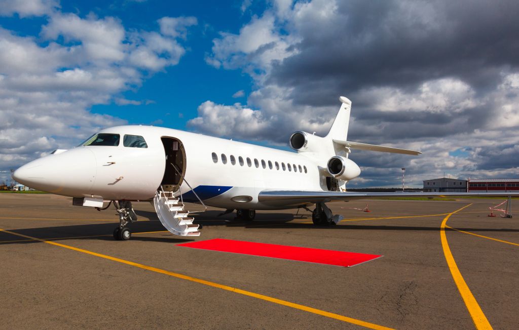 ladder in a private jet