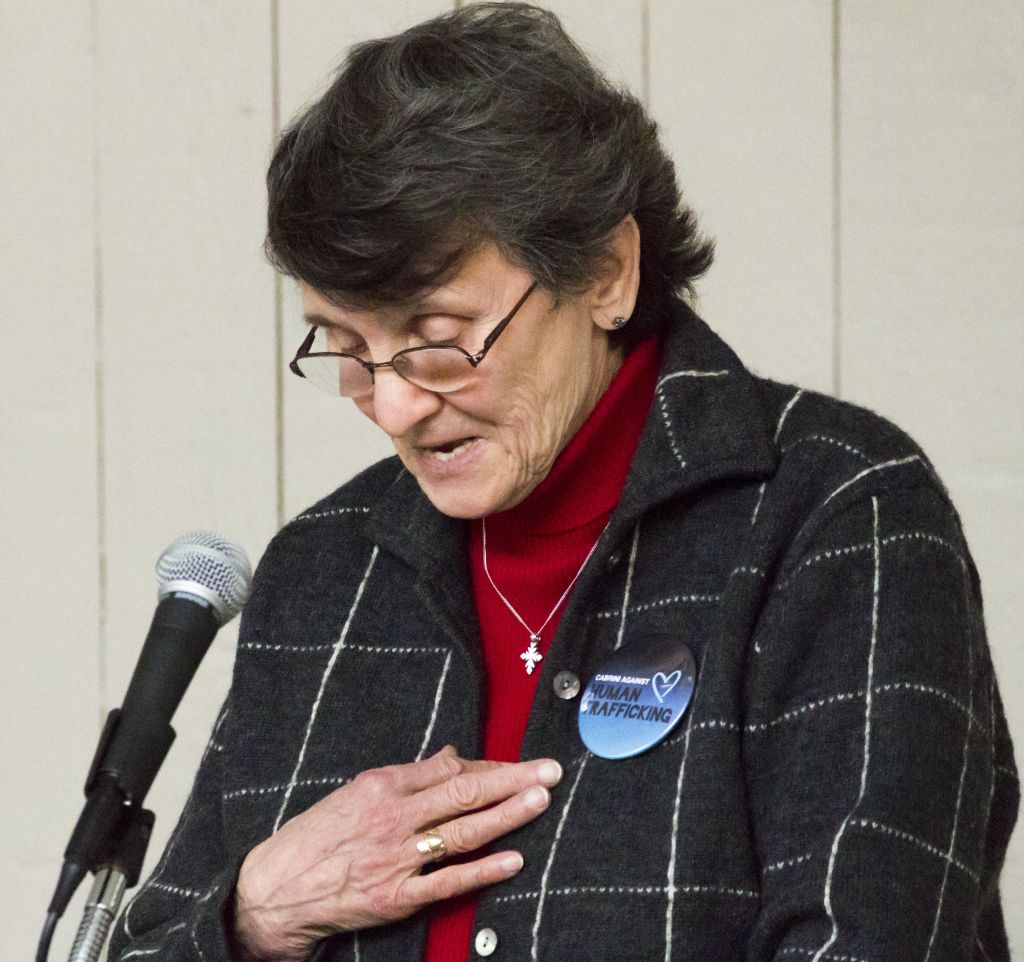 Sister Terry Shields presents during “A Dawning Reality” presentation. (Amy Held / Photo Editor)