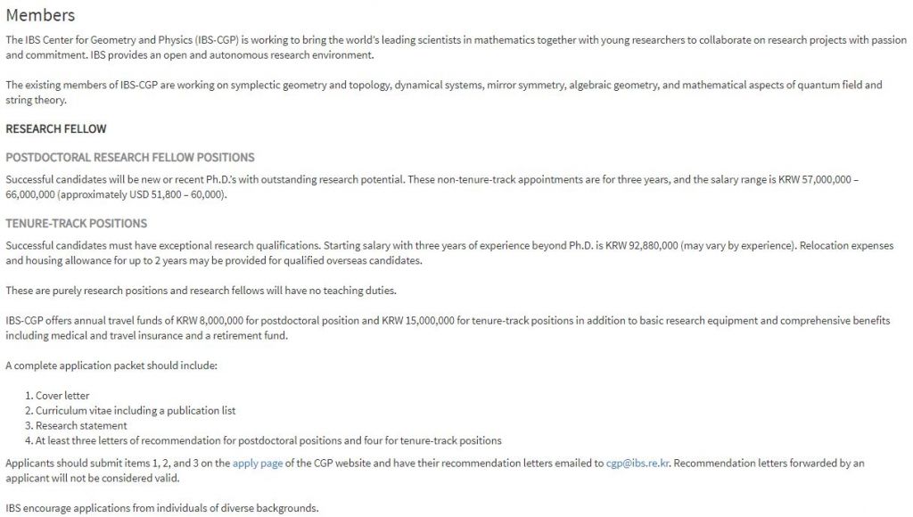 Postdoc in Korea