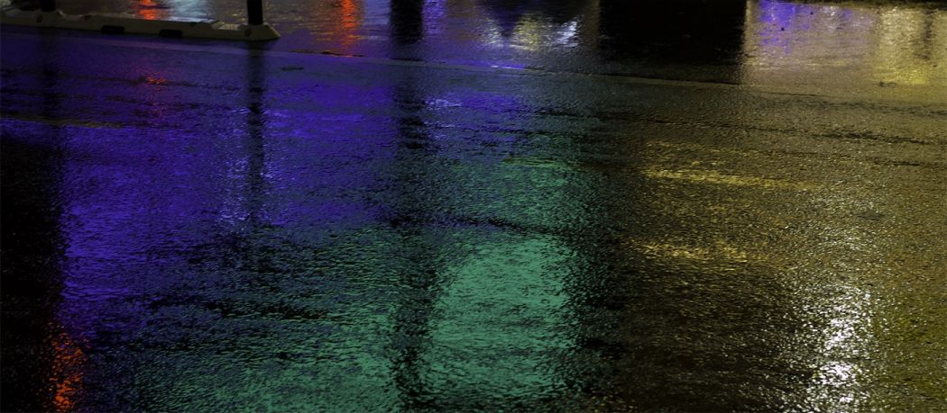 Moody street scene at night