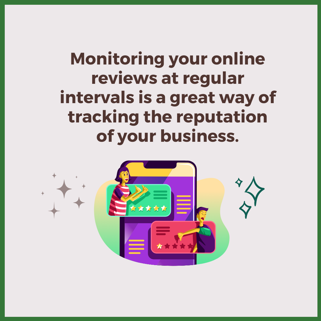 29.	Monitoring Your Online Reviews At Regular Intervals Is A Great Way Of Tracking The Reputation Of Your Business.