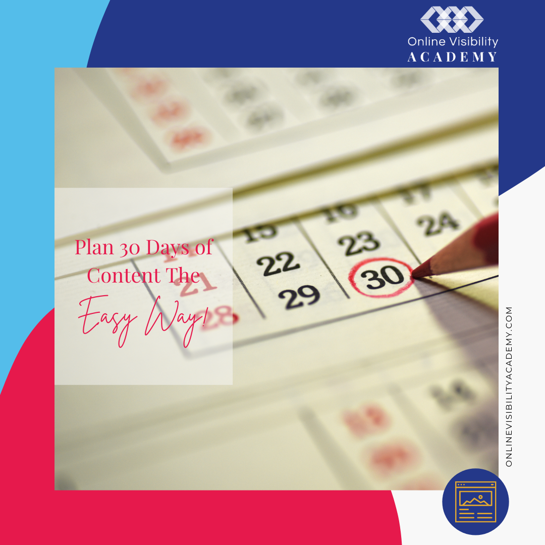 plan  days of content the easy way