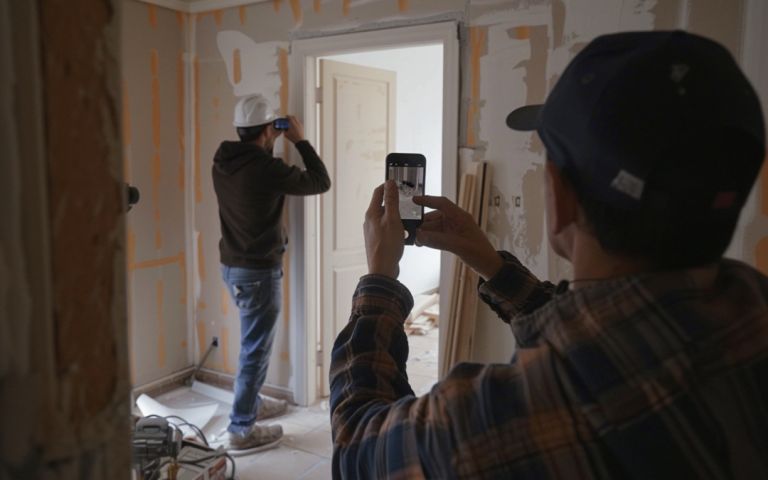 A Man Taking A Picture Of Another Man In A Room