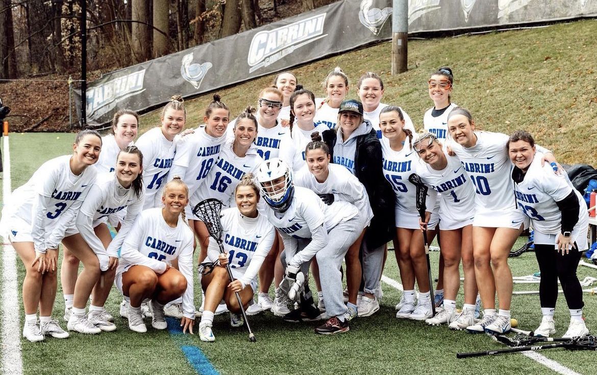 The team poses after a senior day win. Photo courtesy of Cabrini Women's Lax. 