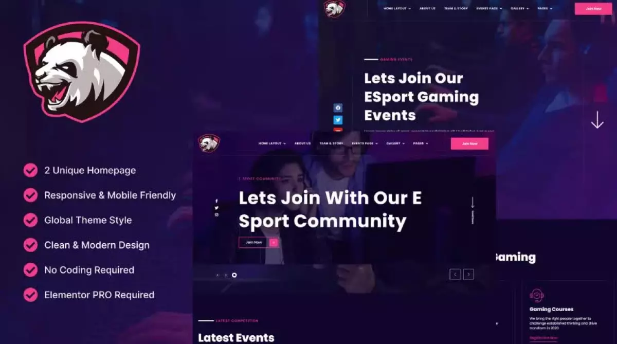 Junio - E-Sport Gaming Events & Streamer Elementor Template