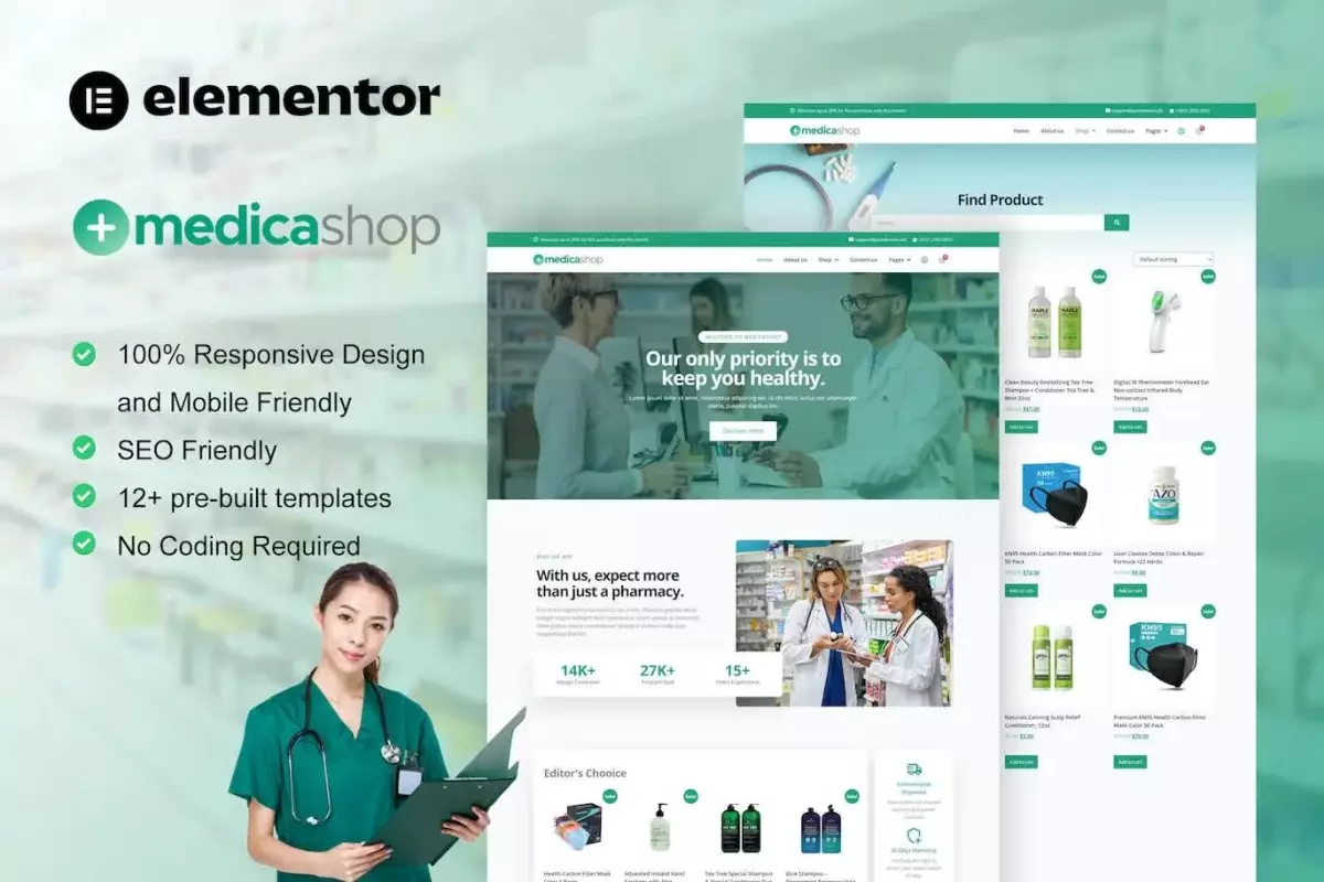 MedicaShop - Pharmacy &amp; Medical Store Elementor Template