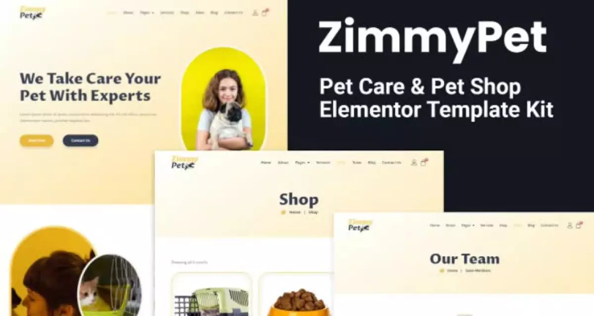 ZimmyPet - Pet Care & Store Elementor Template Kit