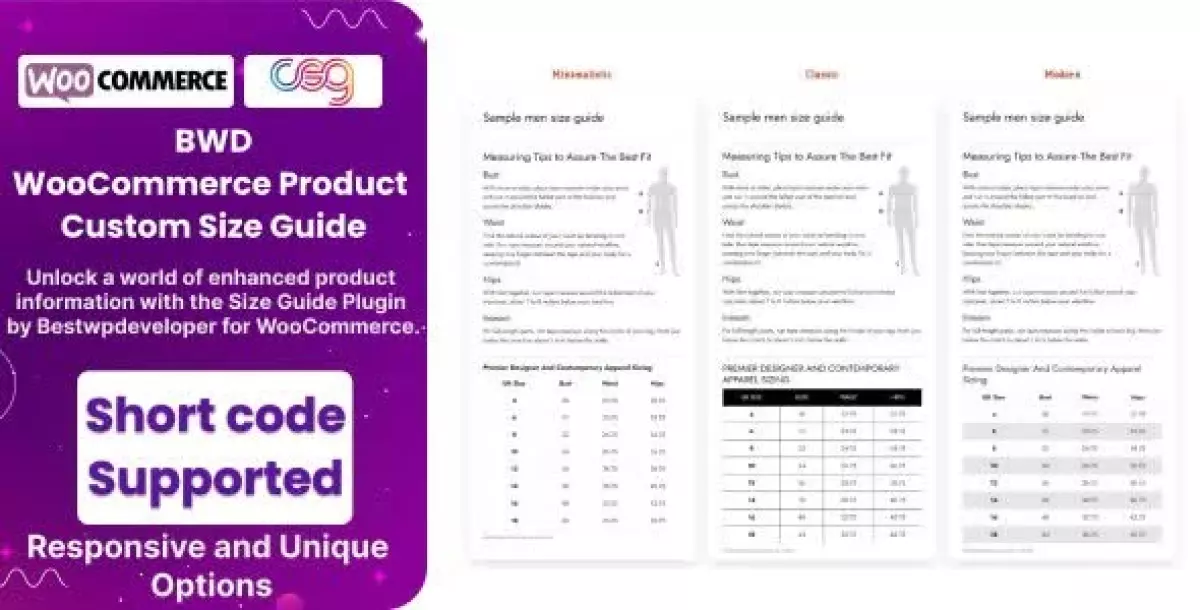 BWD Product Custom Size Guide For WooCommerce 1.0