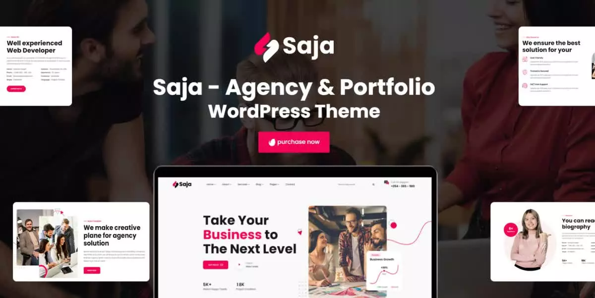 Saja – Minimal Agency & Portfolio WordPress Theme + RTL