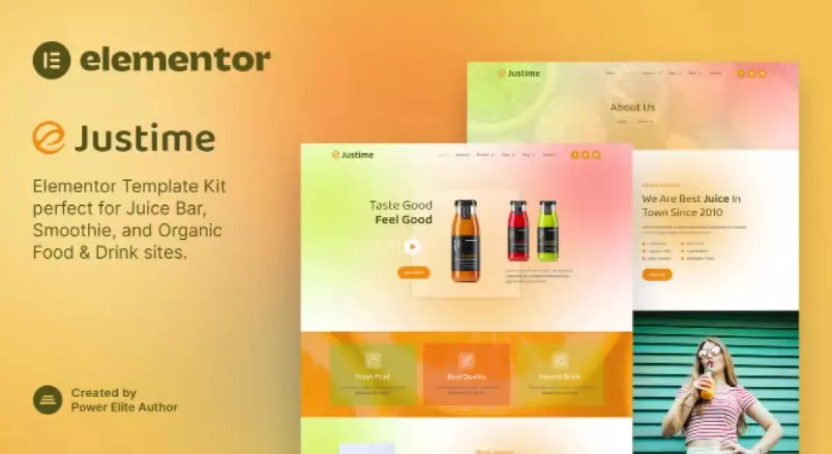 Justime – Juice Bar, Smoothie & Organic Food Elementor Template