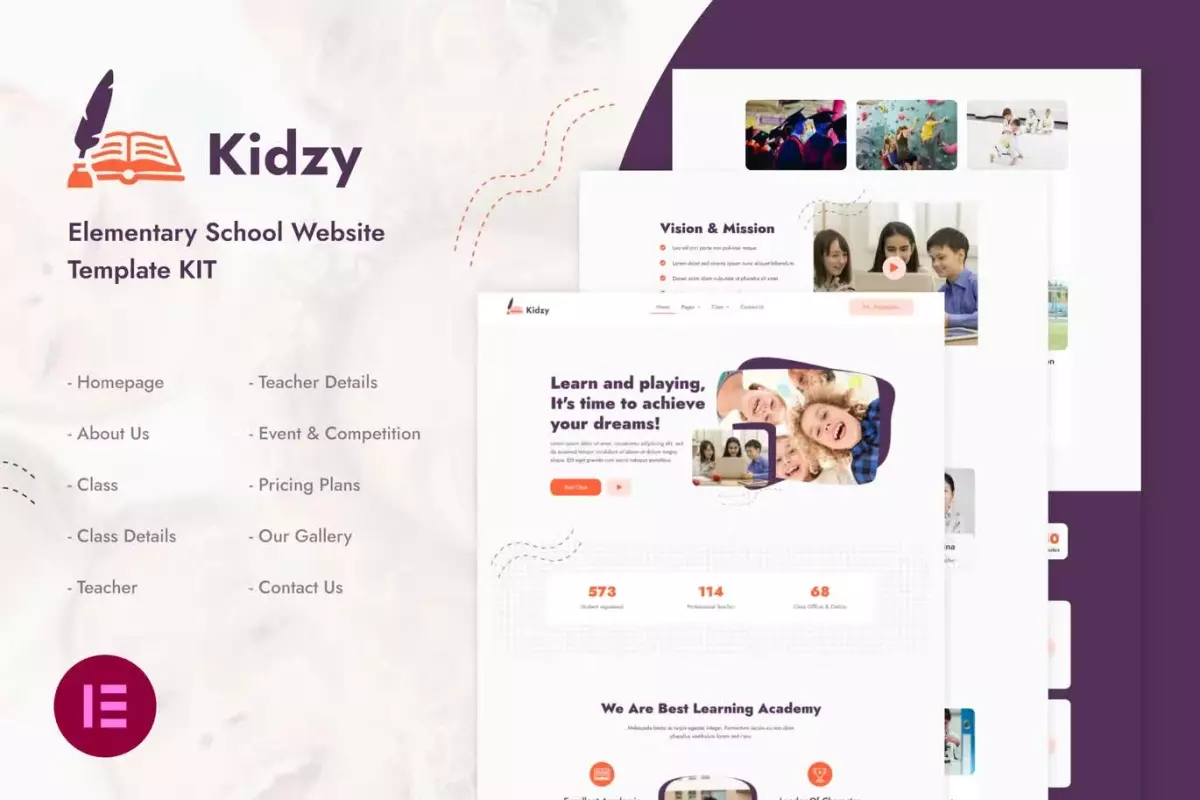 Kidzy | Elementary School Elementor Template