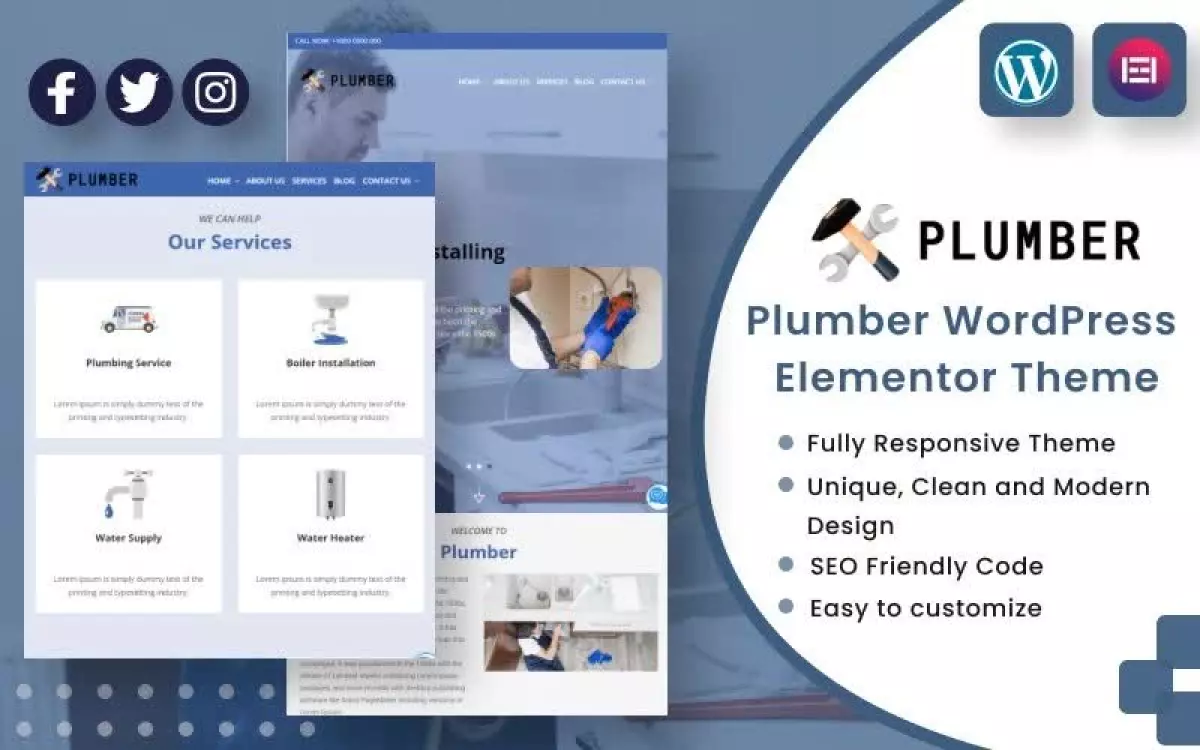 Plumber WordPress Elementor Theme WordPress Theme