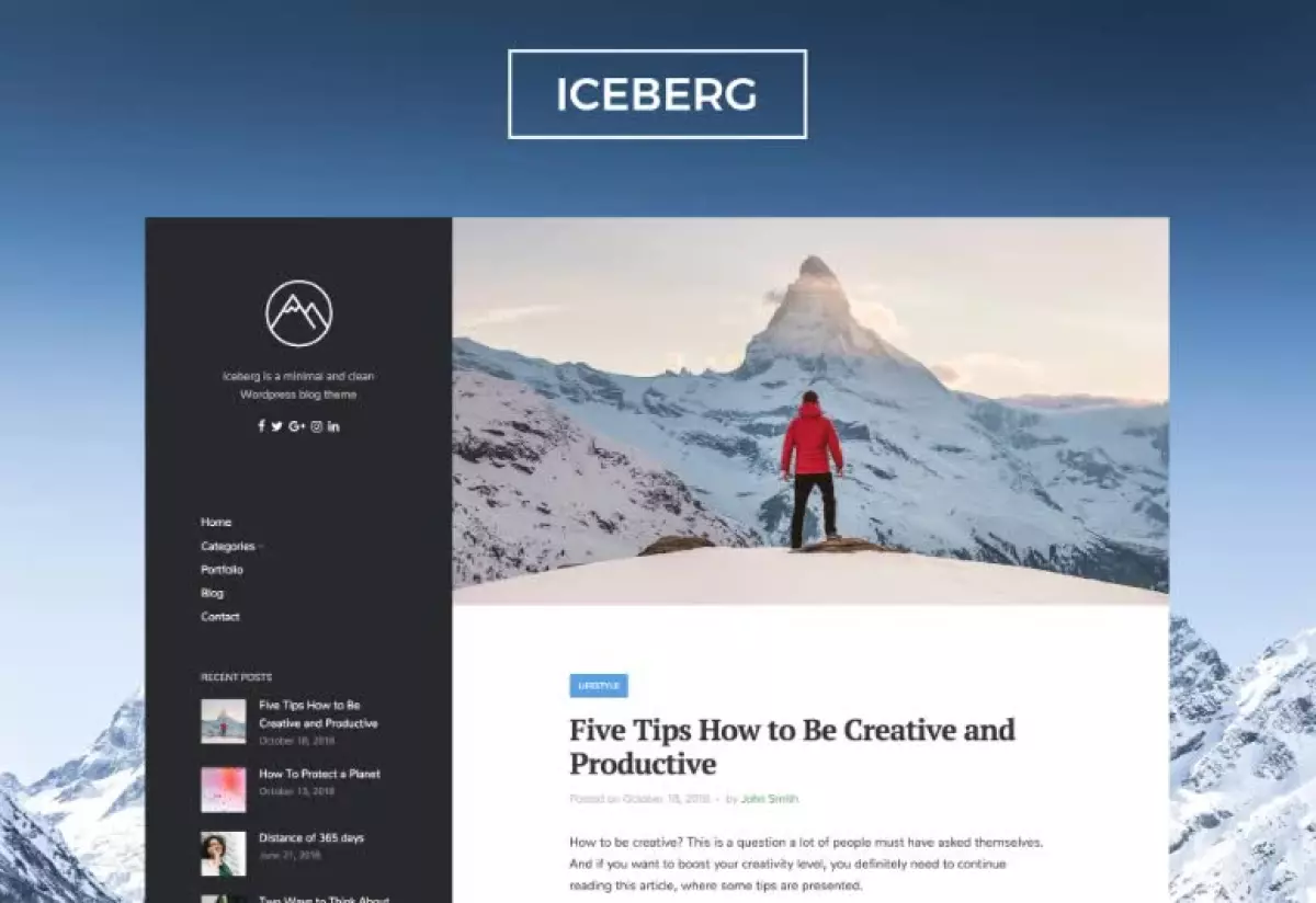 Iceberg - Clean & Modern WordPress Blog Theme