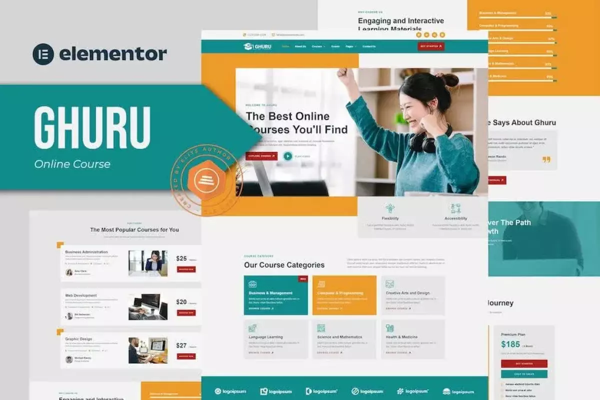 Ghuru - Online Course &amp; Education Elementor Template