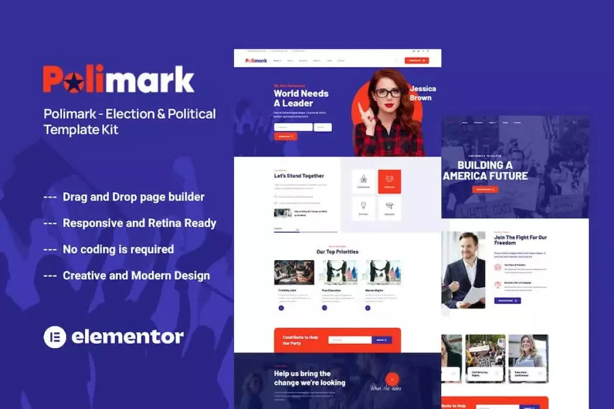 Polimark - Political Campaign &amp; Elections Elementor Template