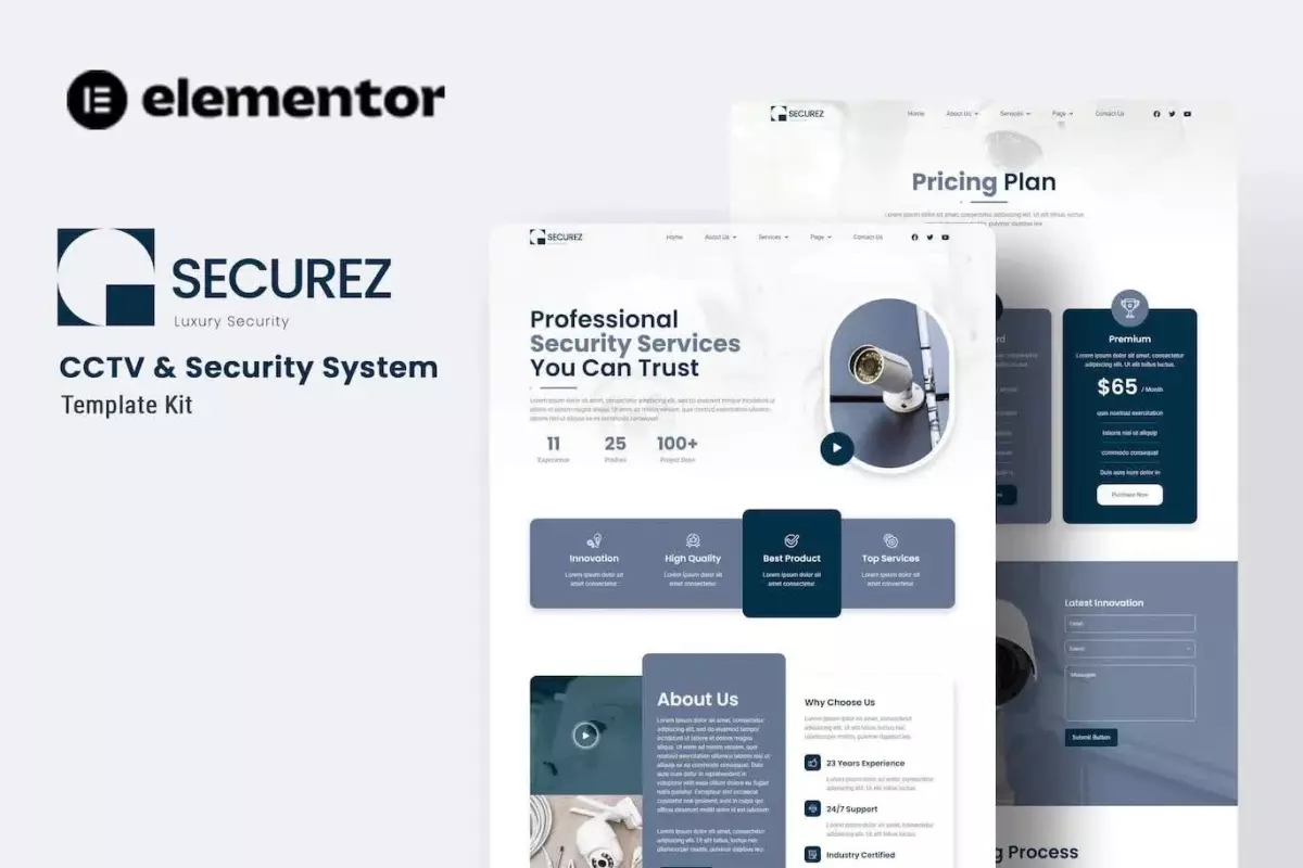 Securez - CCTV &amp; Security System Elementor Template