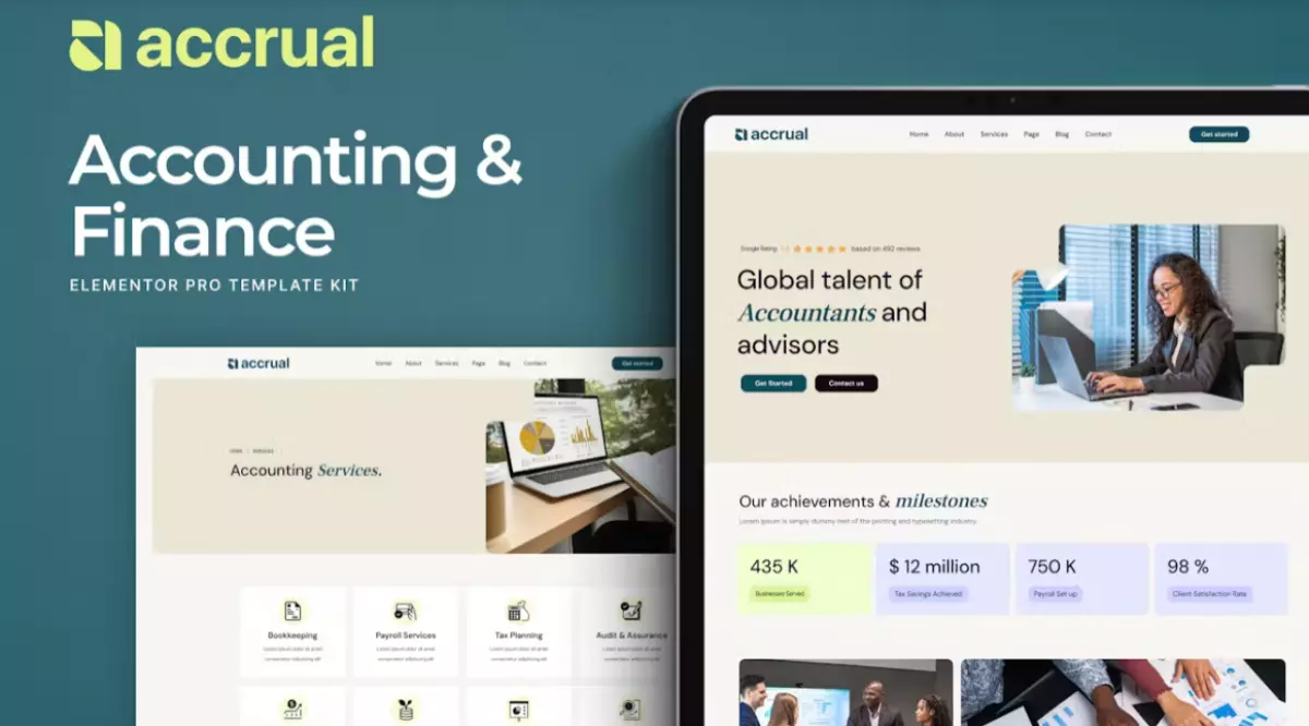 Accrual – Accounting &amp; Finance Elementor Template Kit