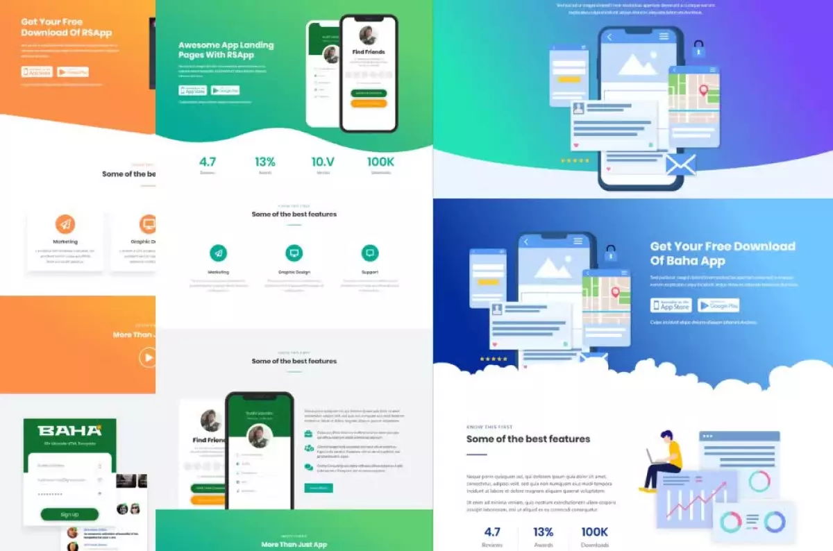 Baha - Apps Landing Elementor Template