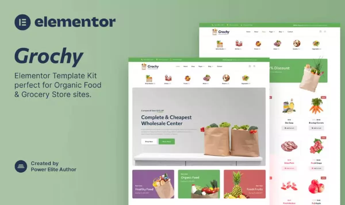 Grochy – Organic Food & Grocery Store Elementor Template KitGrochy – Organic Food & Grocery Store Elementor Template Kit